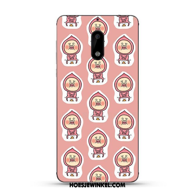 Nokia 6 Hoesje Hoes Spotprent Mobiele Telefoon, Nokia 6 Hoesje Roze Mooie
