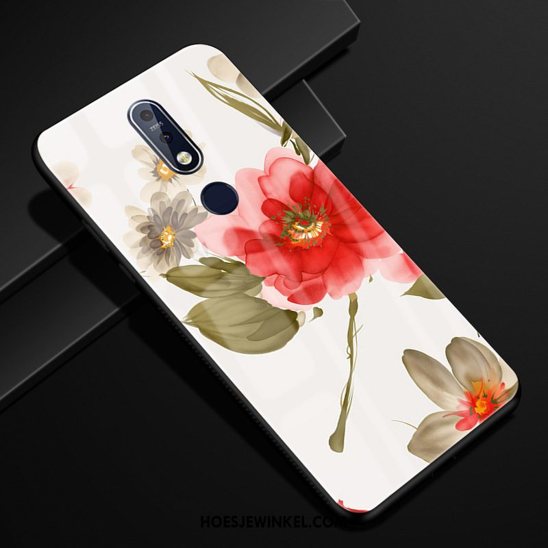 Nokia 7.1 Hoesje Groen Landschap Glas, Nokia 7.1 Hoesje Hoes Mobiele Telefoon