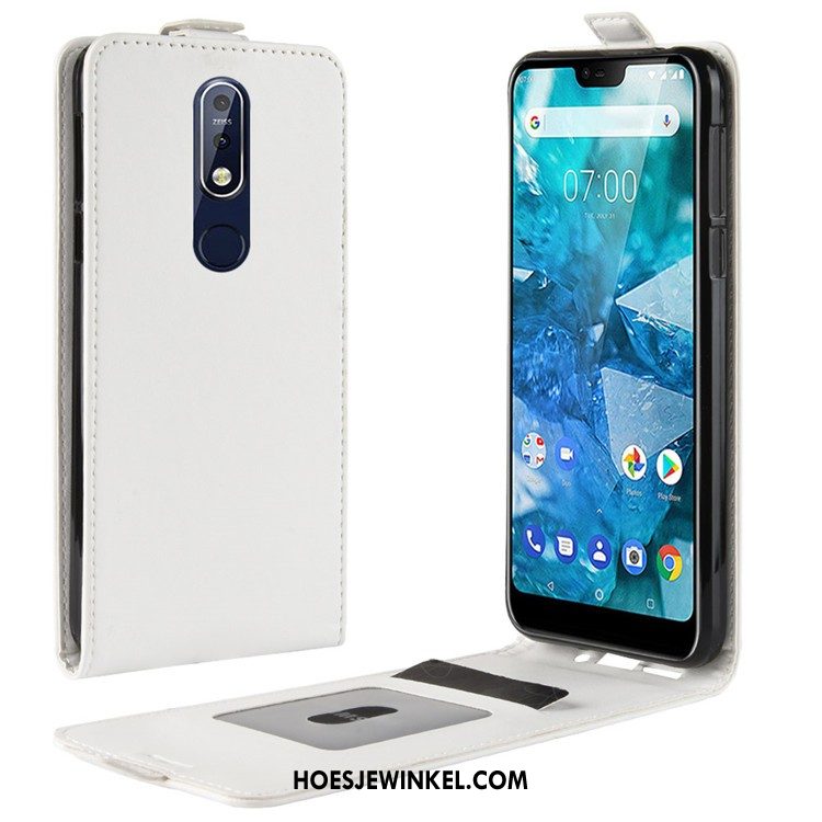 Nokia 7.1 Hoesje Leren Etui Hoes Rood, Nokia 7.1 Hoesje Mobiele Telefoon Bescherming