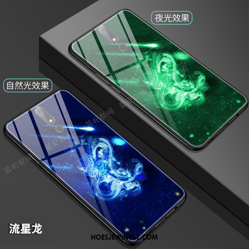 Nokia 7.1 Hoesje Lichtende Mobiele Telefoon Chinese Stijl, Nokia 7.1 Hoesje Draak Totem