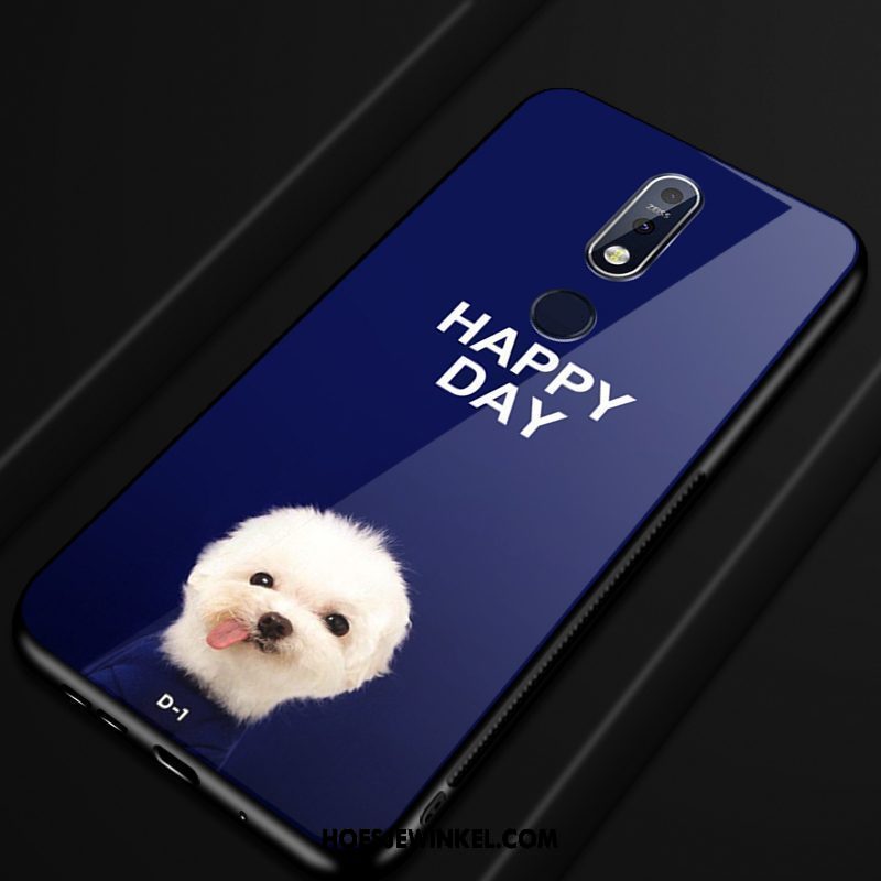 Nokia 7.1 Hoesje Mobiele Telefoon Blauw Anti-fall, Nokia 7.1 Hoesje Spotprent Hoes