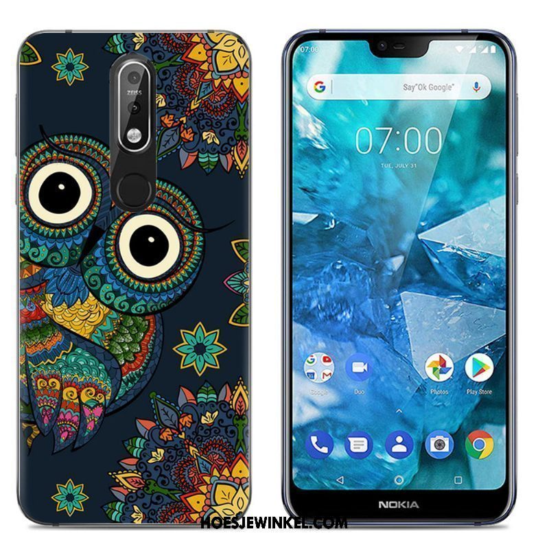 Nokia 7.1 Hoesje Scheppend Spotprent Trend, Nokia 7.1 Hoesje Siliconen Mobiele Telefoon