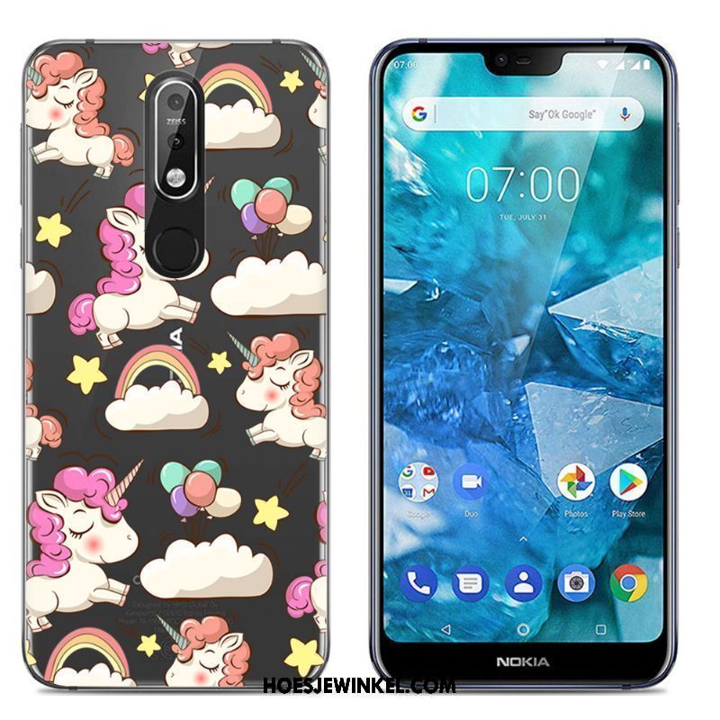 Nokia 7.1 Hoesje Scheppend Spotprent Trend, Nokia 7.1 Hoesje Siliconen Mobiele Telefoon