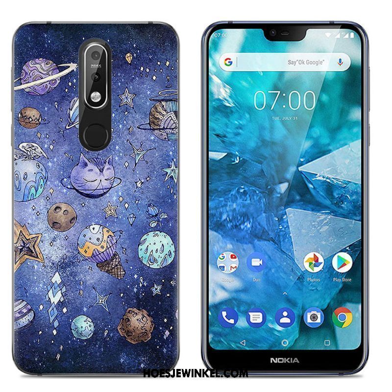 Nokia 7.1 Hoesje Scheppend Spotprent Trend, Nokia 7.1 Hoesje Siliconen Mobiele Telefoon