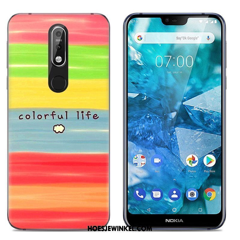 Nokia 7.1 Hoesje Scheppend Spotprent Trend, Nokia 7.1 Hoesje Siliconen Mobiele Telefoon