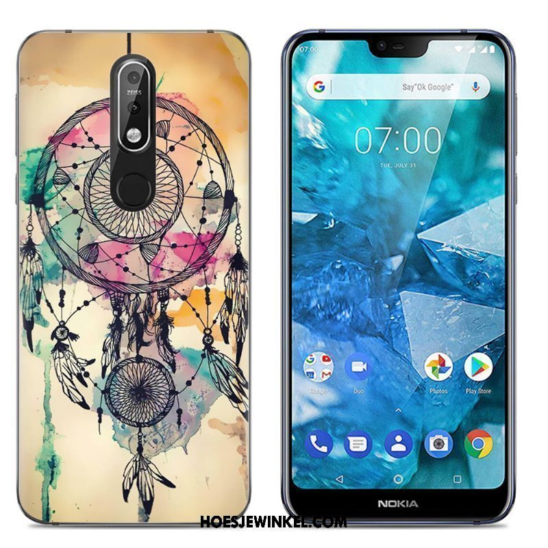 Nokia 7.1 Hoesje Scheppend Spotprent Trend, Nokia 7.1 Hoesje Siliconen Mobiele Telefoon