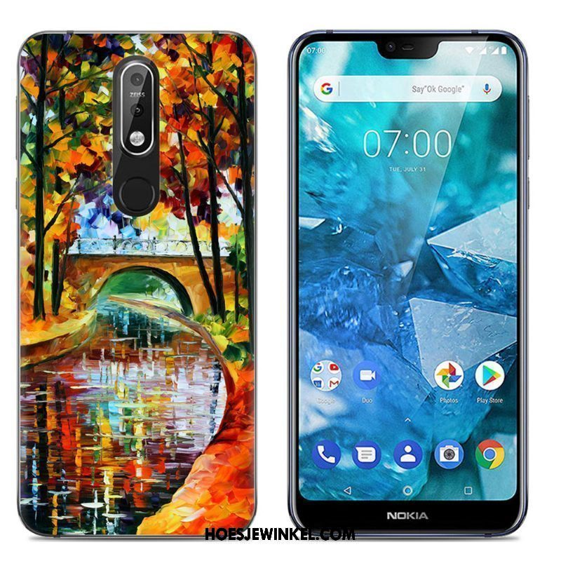 Nokia 7.1 Hoesje Scheppend Spotprent Trend, Nokia 7.1 Hoesje Siliconen Mobiele Telefoon