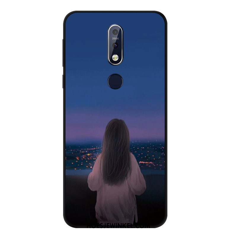 Nokia 7.1 Hoesje Zacht Bescherming Zwart, Nokia 7.1 Hoesje Mobiele Telefoon Anti-fall