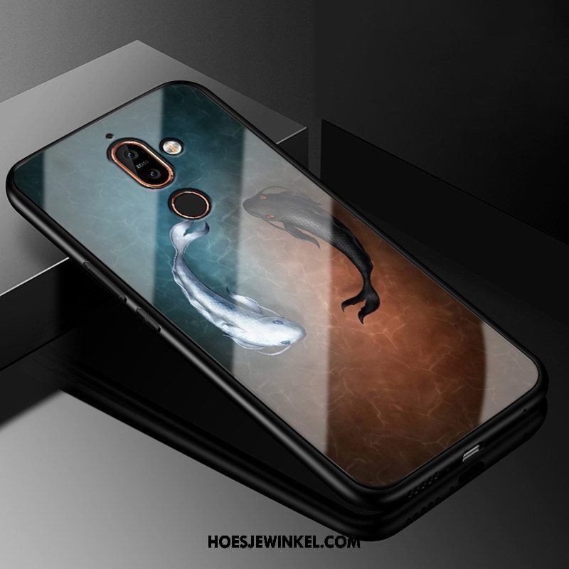 Nokia 7 Plus Hoesje Bescherming Grappig Mode, Nokia 7 Plus Hoesje Glas Kunst