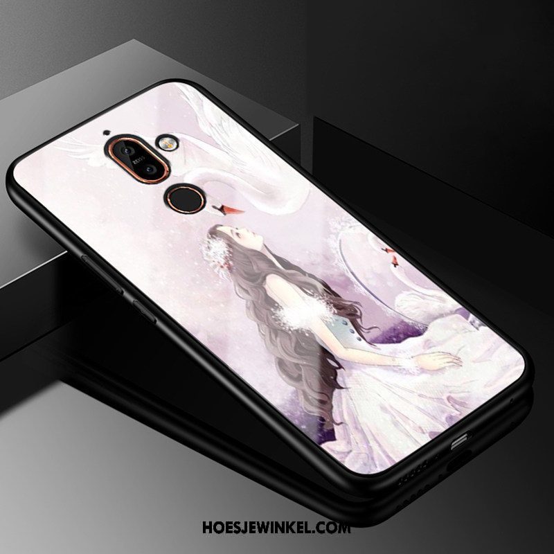 Nokia 7 Plus Hoesje Bescherming Grappig Mode, Nokia 7 Plus Hoesje Glas Kunst