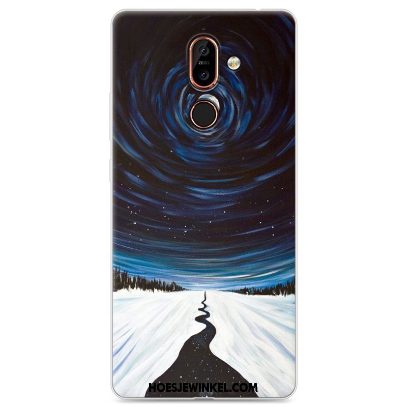 Nokia 7 Plus Hoesje Donkerblauw Anti-fall Hoes, Nokia 7 Plus Hoesje Mobiele Telefoon Trend