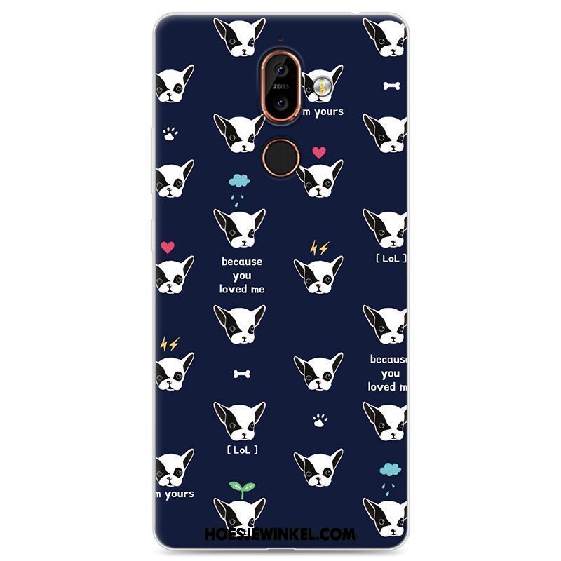 Nokia 7 Plus Hoesje Donkerblauw Anti-fall Hoes, Nokia 7 Plus Hoesje Mobiele Telefoon Trend