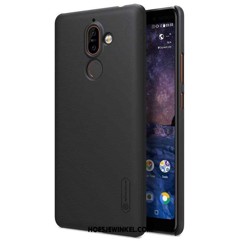 Nokia 7 Plus Hoesje Eenvoudige Goud Mobiele Telefoon, Nokia 7 Plus Hoesje Scheppend Zwart