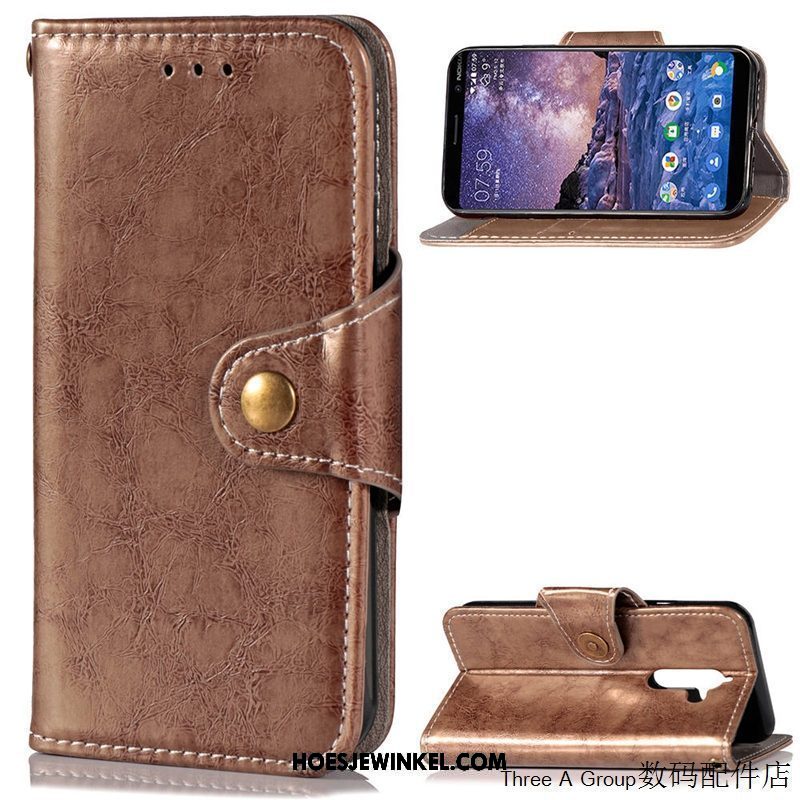 Nokia 7 Plus Hoesje Folio Hoes Vintage, Nokia 7 Plus Hoesje All Inclusive Zacht