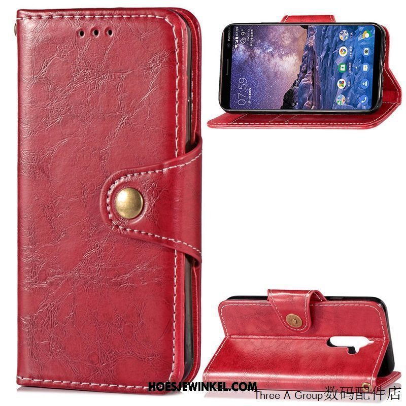 Nokia 7 Plus Hoesje Folio Hoes Vintage, Nokia 7 Plus Hoesje All Inclusive Zacht