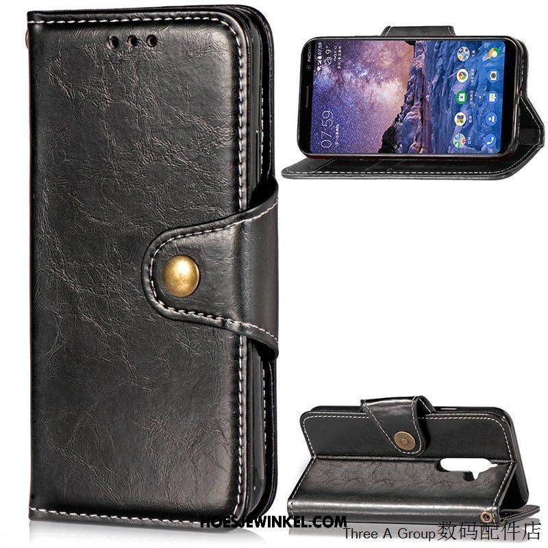 Nokia 7 Plus Hoesje Folio Hoes Vintage, Nokia 7 Plus Hoesje All Inclusive Zacht