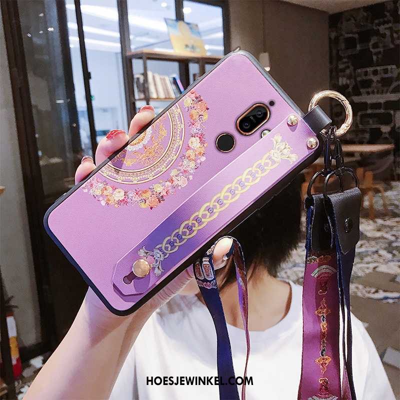 Nokia 7 Plus Hoesje Hanger Roze Schoonheid, Nokia 7 Plus Hoesje Chinese Stijl Pu