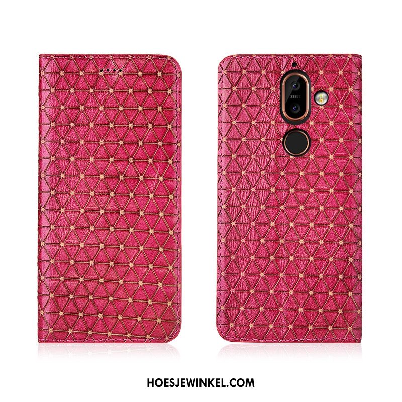 Nokia 7 Plus Hoesje Hoes Echt Leer Leren Etui, Nokia 7 Plus Hoesje All Inclusive Anti-fall Braun
