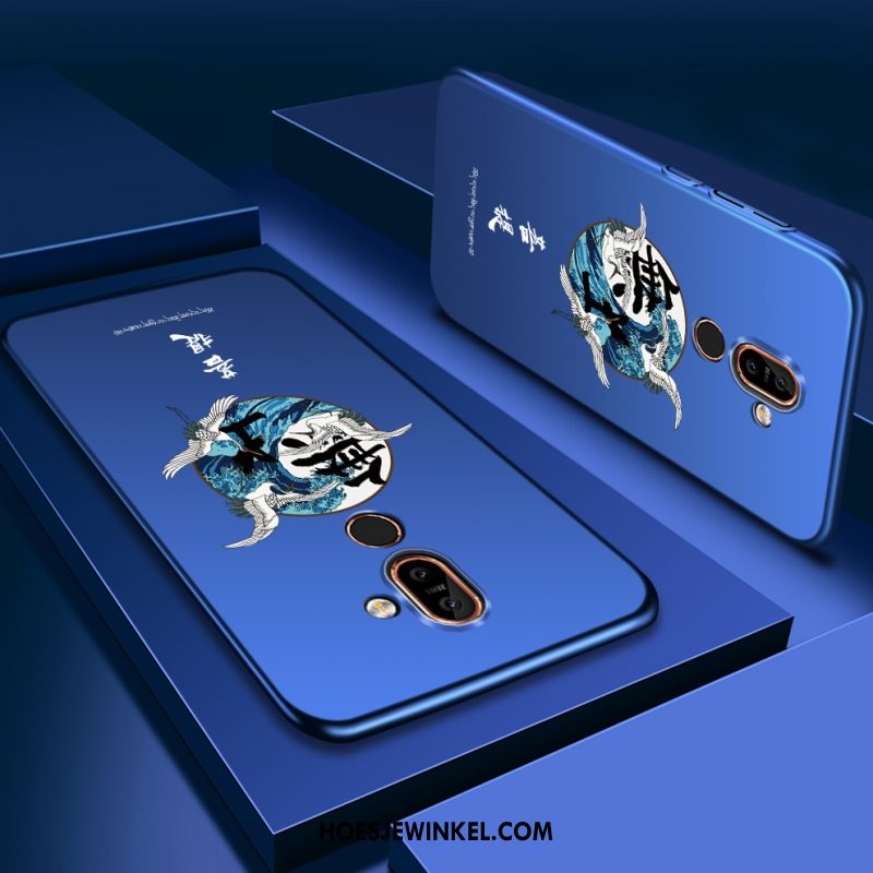 Nokia 7 Plus Hoesje Mobiele Telefoon Blauw Scheppend, Nokia 7 Plus Hoesje Persoonlijk Schrobben