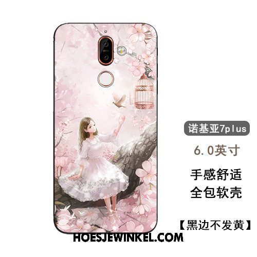 Nokia 7 Plus Hoesje Roze Kunst Lovers, Nokia 7 Plus Hoesje Mooie Mobiele Telefoon