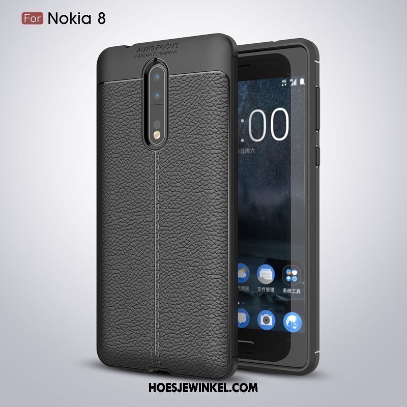 Nokia 8 Hoesje Anti-fall Zacht Nieuw, Nokia 8 Hoesje Bescherming Net Red