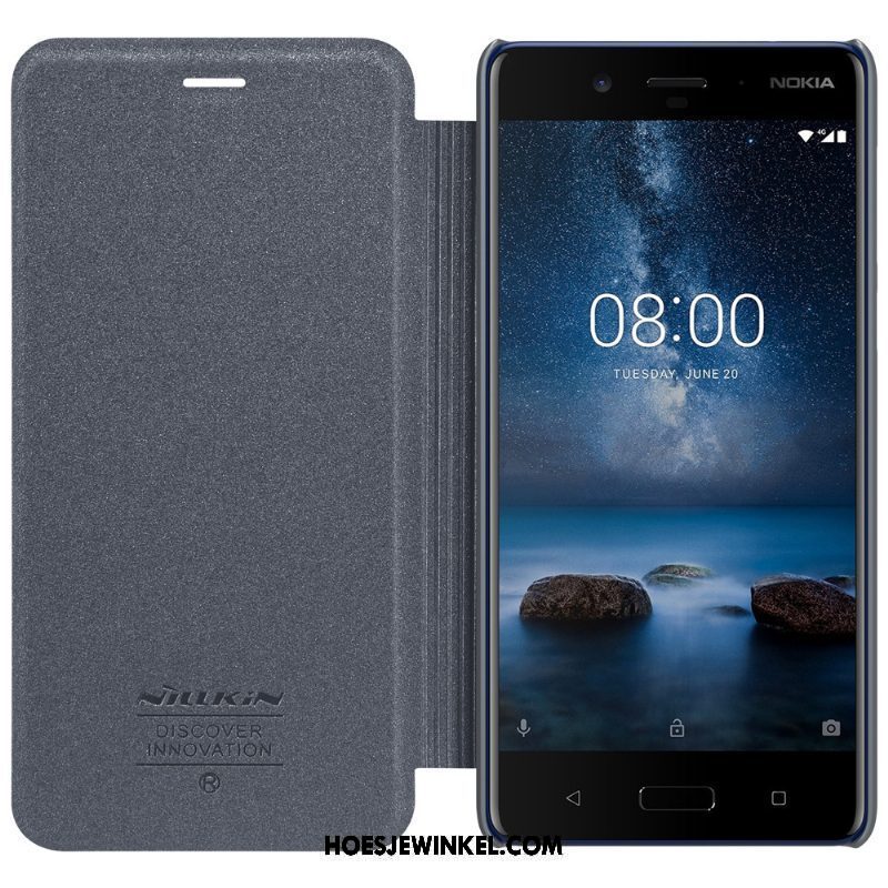 Nokia 8 Hoesje Folio Bescherming Hoes, Nokia 8 Hoesje Ster Windows Braun