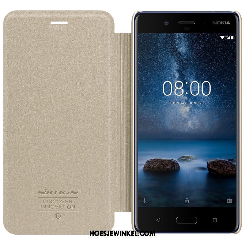 Nokia 8 Hoesje Folio Bescherming Hoes, Nokia 8 Hoesje Ster Windows Braun