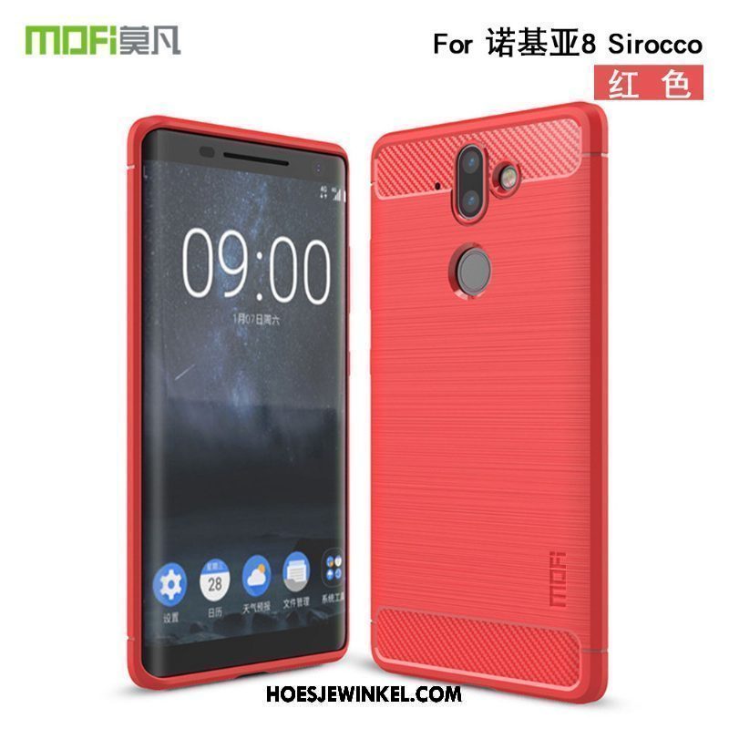 Nokia 8 Sirocco Hoesje Rood Dun Mobiele Telefoon, Nokia 8 Sirocco Hoesje Siliconen Hoes