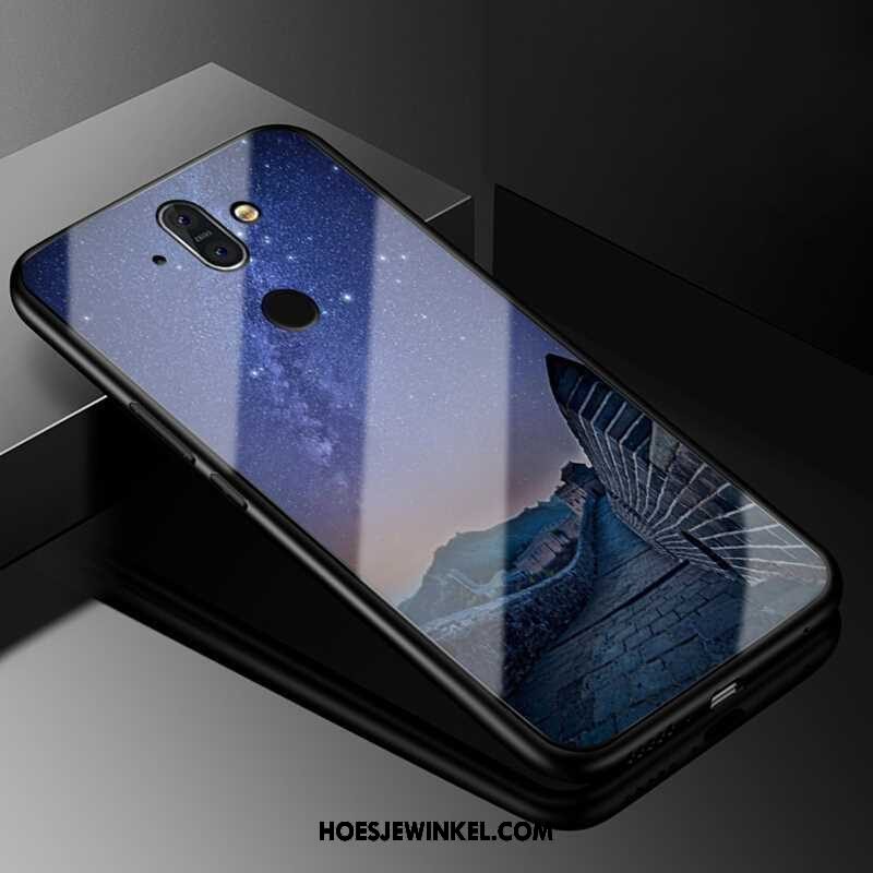 Nokia 8 Sirocco Hoesje Zwart Hoes Bescherming, Nokia 8 Sirocco Hoesje Anti-fall Glas