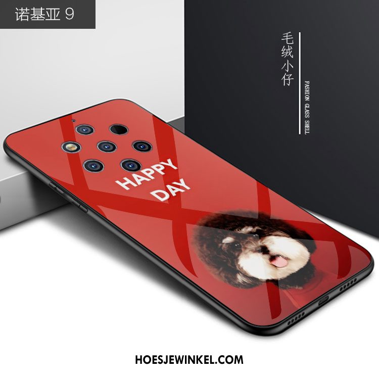 Nokia 9 Pureview Hoesje Lovers Blauw Trend, Nokia 9 Pureview Hoesje Spotprent Glas