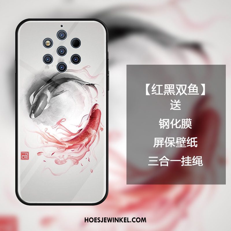 Nokia 9 Pureview Hoesje Wit Chinese Stijl Bescherming, Nokia 9 Pureview Hoesje Persoonlijk Glas