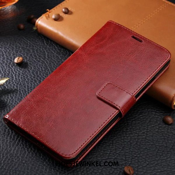 Oneplus 5 Hoesje Anti-fall Folio Leren Etui, Oneplus 5 Hoesje Rood Tempereren