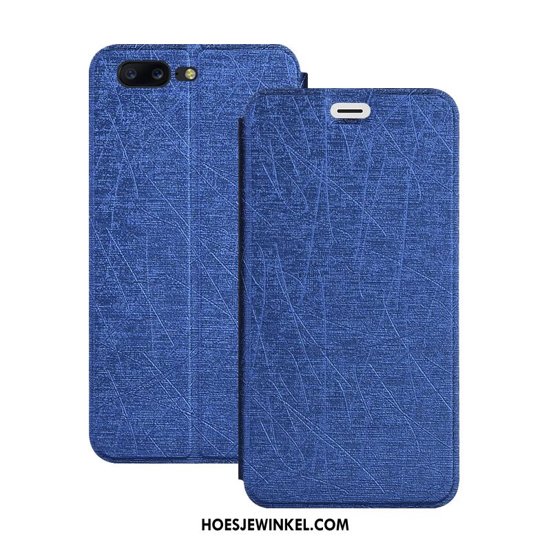 Oneplus 5 Hoesje Leren Etui Donkerblauw All Inclusive, Oneplus 5 Hoesje Folio Hoes