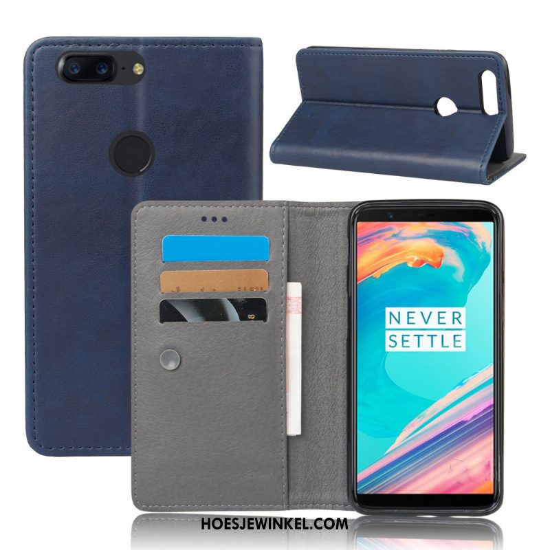 Oneplus 5t Hoesje Bedrijf Leren Etui Bescherming, Oneplus 5t Hoesje Grijs Vintage