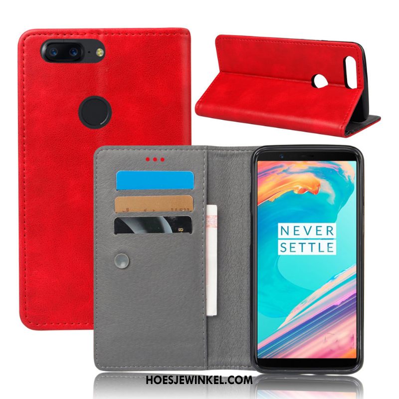 Oneplus 5t Hoesje Bedrijf Leren Etui Bescherming, Oneplus 5t Hoesje Grijs Vintage