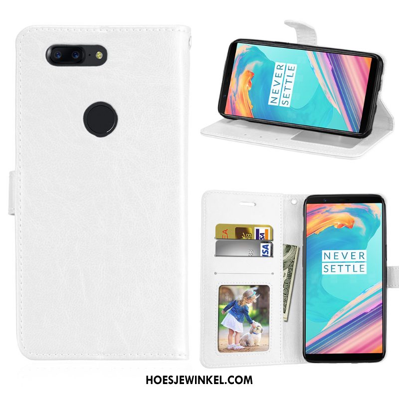 Oneplus 5t Hoesje Rood Folio Portemonnee, Oneplus 5t Hoesje Leren Etui Mobiele Telefoon