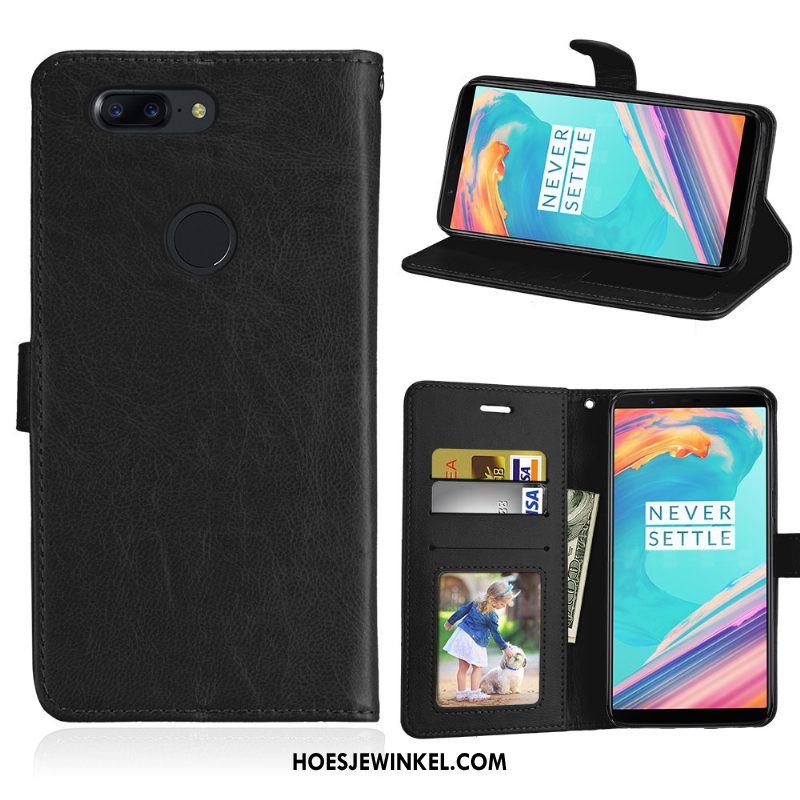 Oneplus 5t Hoesje Rood Folio Portemonnee, Oneplus 5t Hoesje Leren Etui Mobiele Telefoon