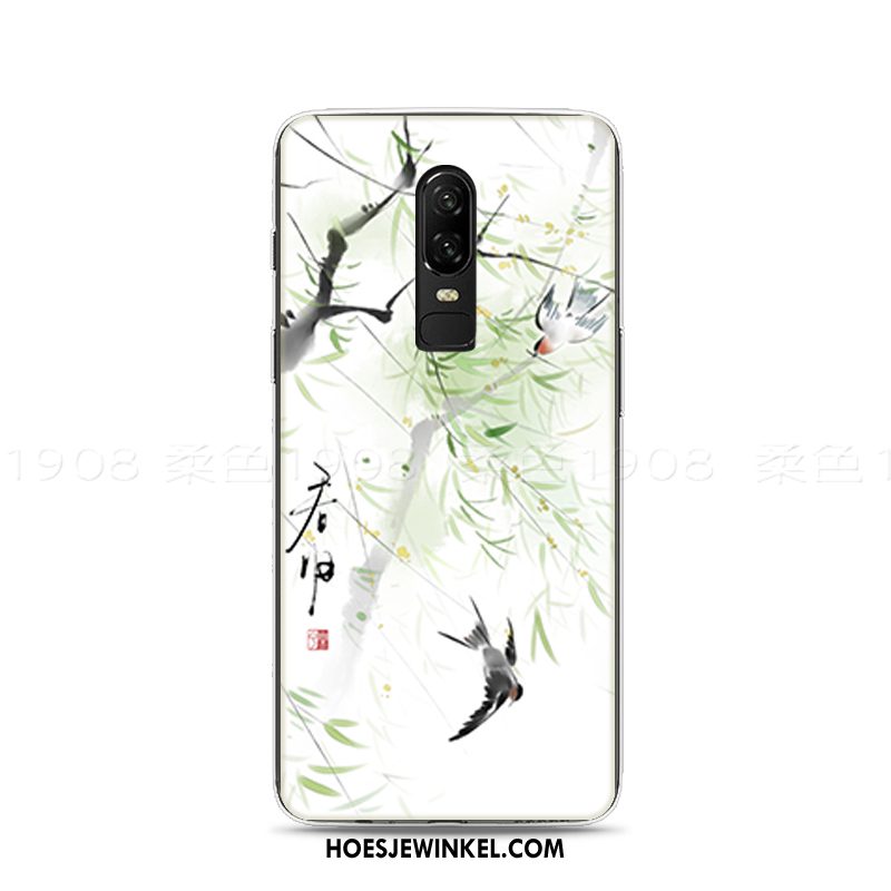 Oneplus 6 Hoesje Chinese Stijl Kleur Reliëf, Oneplus 6 Hoesje Hoes Anti-fall