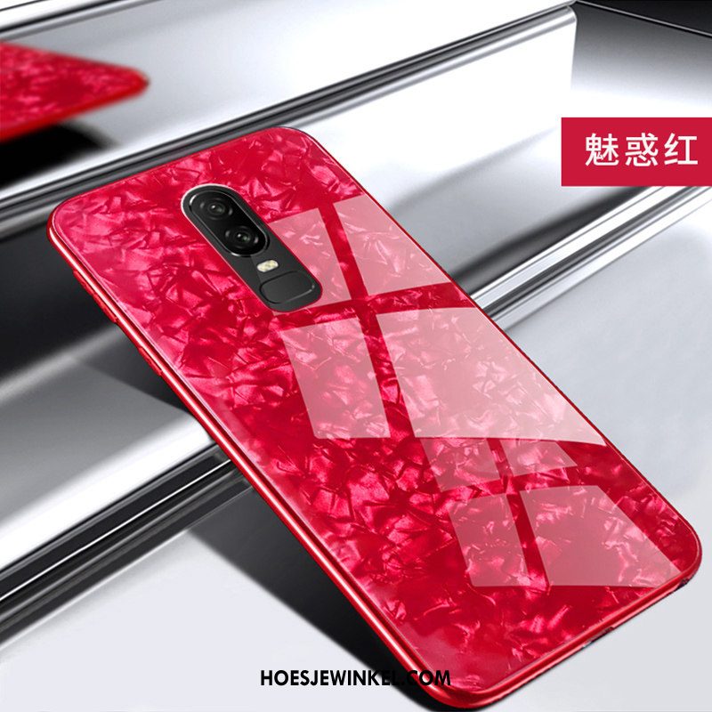 Oneplus 6 Hoesje Glas Mobiele Telefoon Anti-fall, Oneplus 6 Hoesje Blauw Hoes