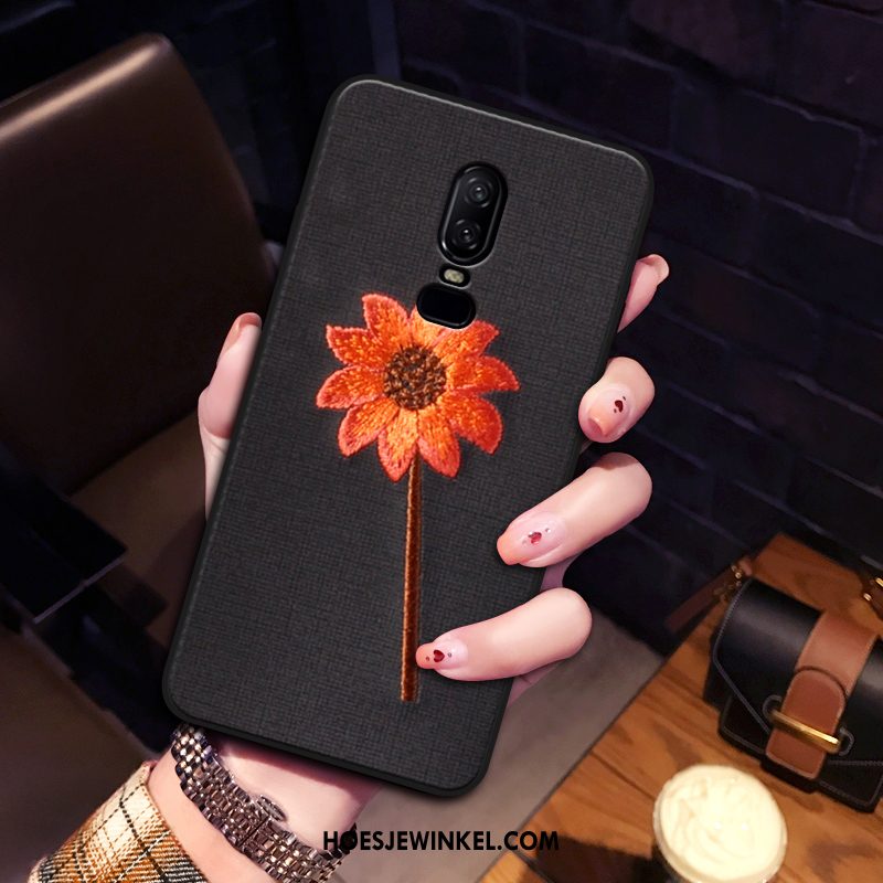 Oneplus 6 Hoesje Mobiele Telefoon Borduurwerk Hoes, Oneplus 6 Hoesje Bloemen All Inclusive