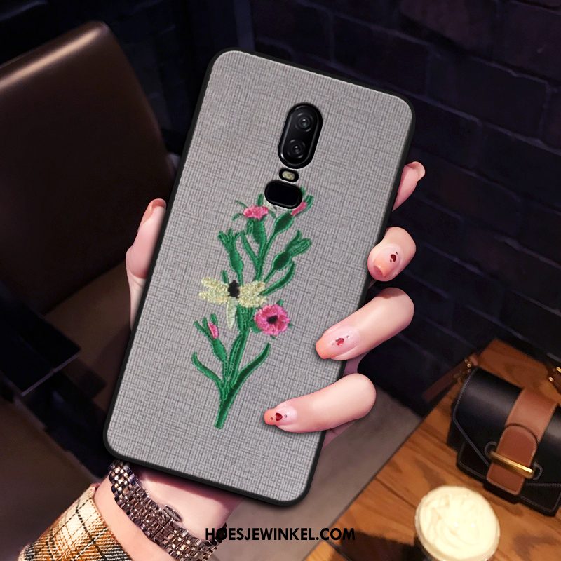 Oneplus 6 Hoesje Mobiele Telefoon Borduurwerk Hoes, Oneplus 6 Hoesje Bloemen All Inclusive