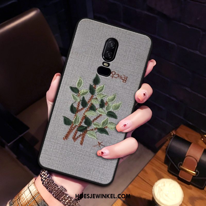 Oneplus 6 Hoesje Mobiele Telefoon Borduurwerk Hoes, Oneplus 6 Hoesje Bloemen All Inclusive