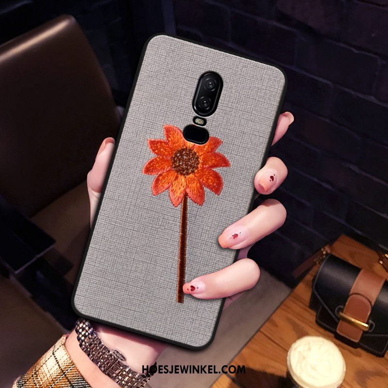 Oneplus 6 Hoesje Mobiele Telefoon Borduurwerk Hoes, Oneplus 6 Hoesje Bloemen All Inclusive