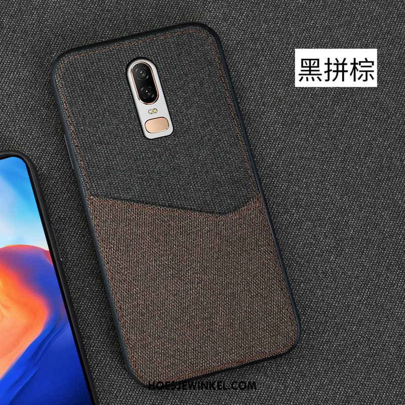 Oneplus 6 Hoesje Zwart Anti-fall Leren Etui, Oneplus 6 Hoesje Kaart All Inclusive