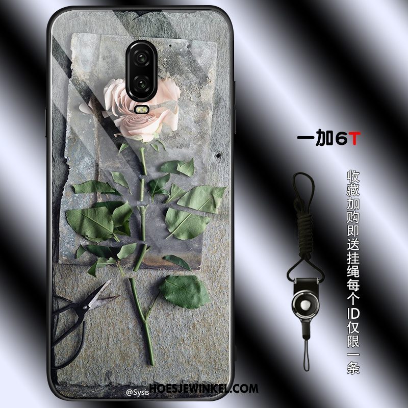 Oneplus 6t Hoesje Eenvoudige Lovers Vintage, Oneplus 6t Hoesje Zacht Grijs