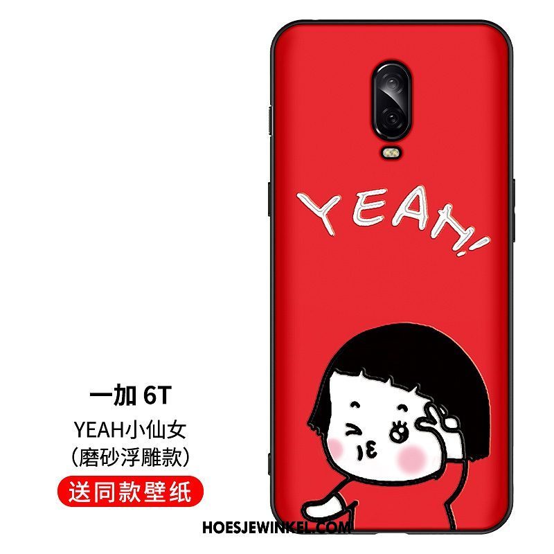 Oneplus 6t Hoesje Net Red Schrobben Rood, Oneplus 6t Hoesje Bescherming Hoes