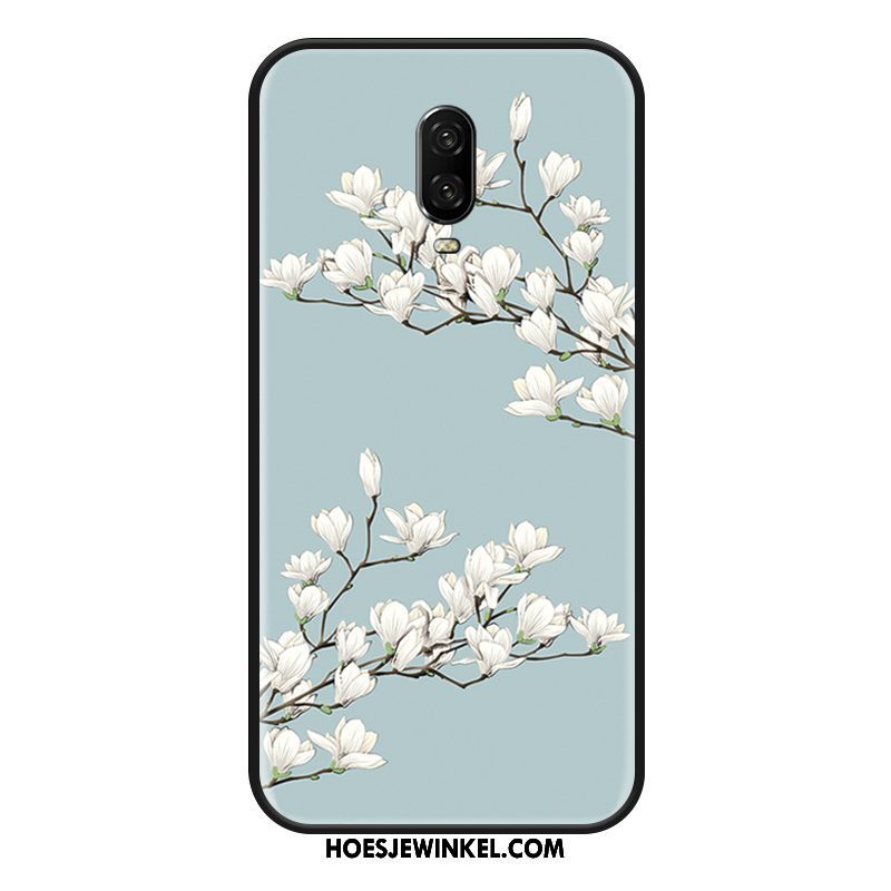 Oneplus 6t Hoesje Reliëf Mobiele Telefoon Blauw, Oneplus 6t Hoesje Persoonlijk Bloemen