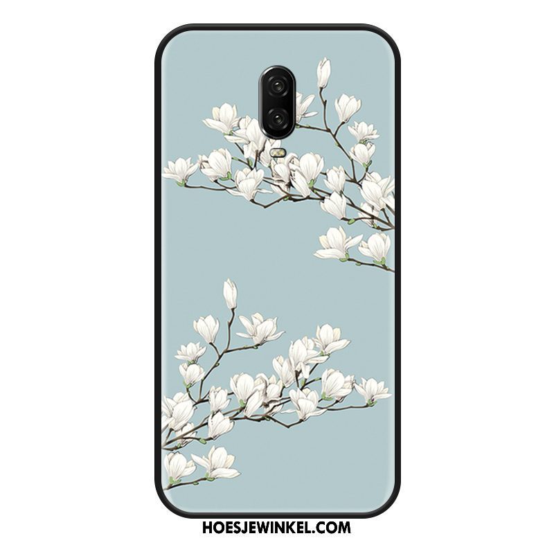 Oneplus 6t Hoesje Reliëf Mobiele Telefoon Blauw, Oneplus 6t Hoesje Persoonlijk Bloemen