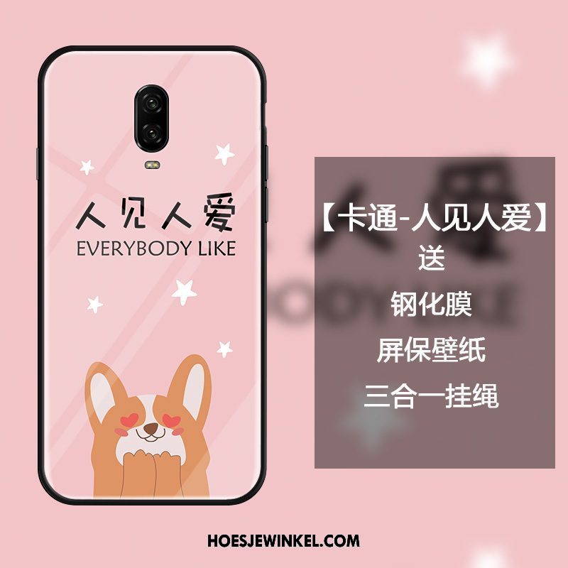 Oneplus 6t Hoesje Spotprent Mobiele Telefoon Anti-fall, Oneplus 6t Hoesje Mode Roze