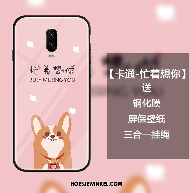 Oneplus 6t Hoesje Spotprent Mobiele Telefoon Anti-fall, Oneplus 6t Hoesje Mode Roze